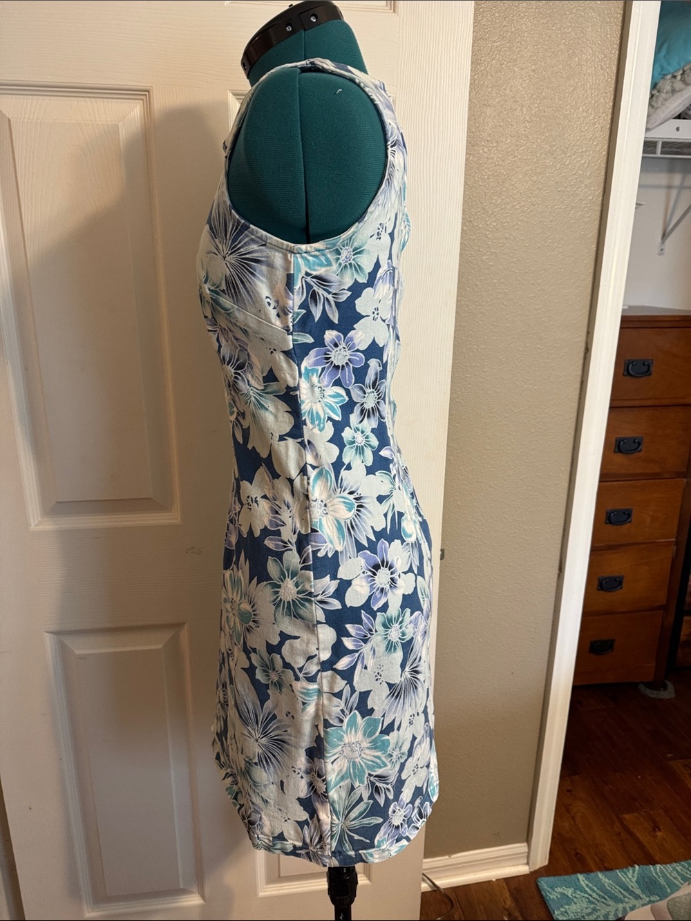 Faded Glory Navy Floral Sleeveless Midi Dress - Picture 3 of 7